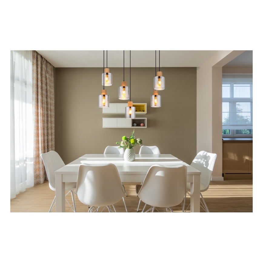 Globo - Подвесная люстра 6xE27/25W/230V черный
