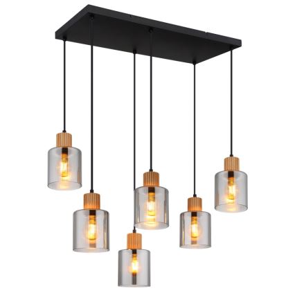 Globo - Подвесная люстра 6xE27/25W/230V черный