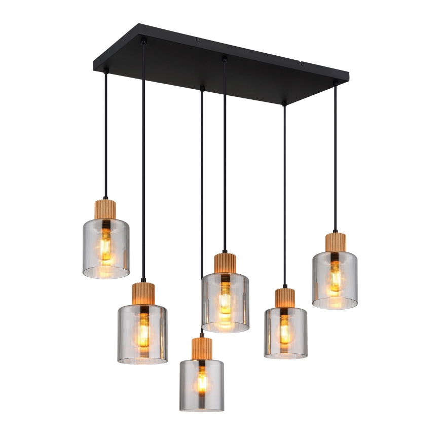 Globo - Подвесная люстра 6xE27/25W/230V черный