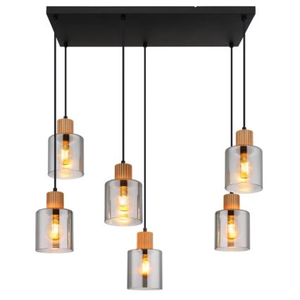 Globo - Подвесная люстра 6xE27/25W/230V черный