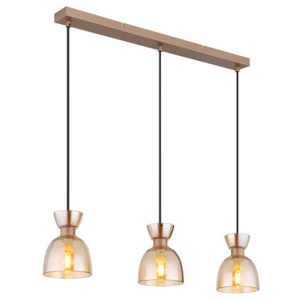 Globo - Підвісна люстра 3xE14/40W/230V коричневий/димчастий