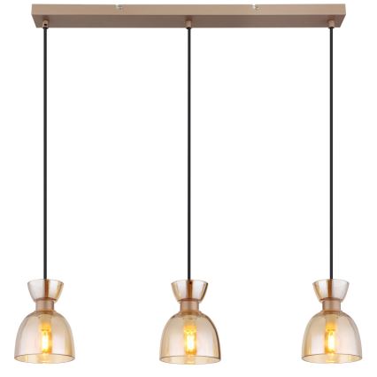 Globo - Підвісна люстра 3xE14/40W/230V коричневий/димчастий