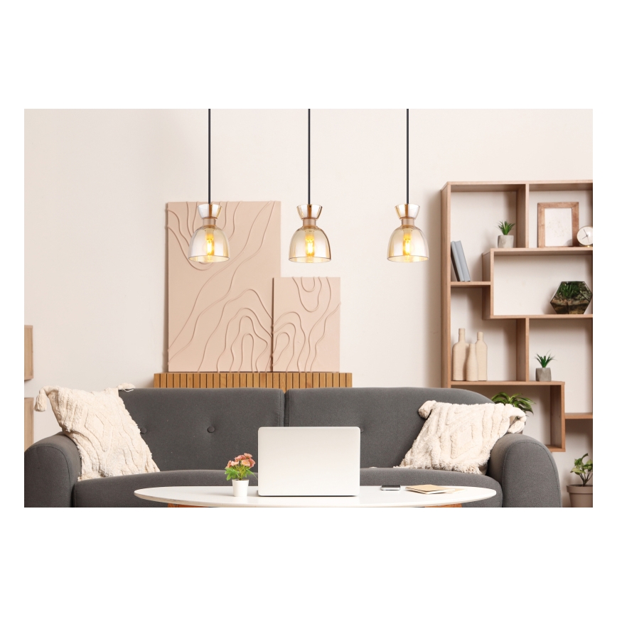 Globo - Подвесная люстра 3xE14/40W/230V коричневый/дымчатый