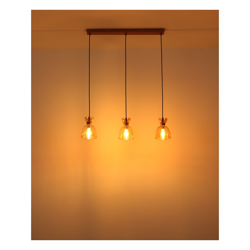 Globo - Подвесная люстра 3xE14/40W/230V коричневый/дымчатый