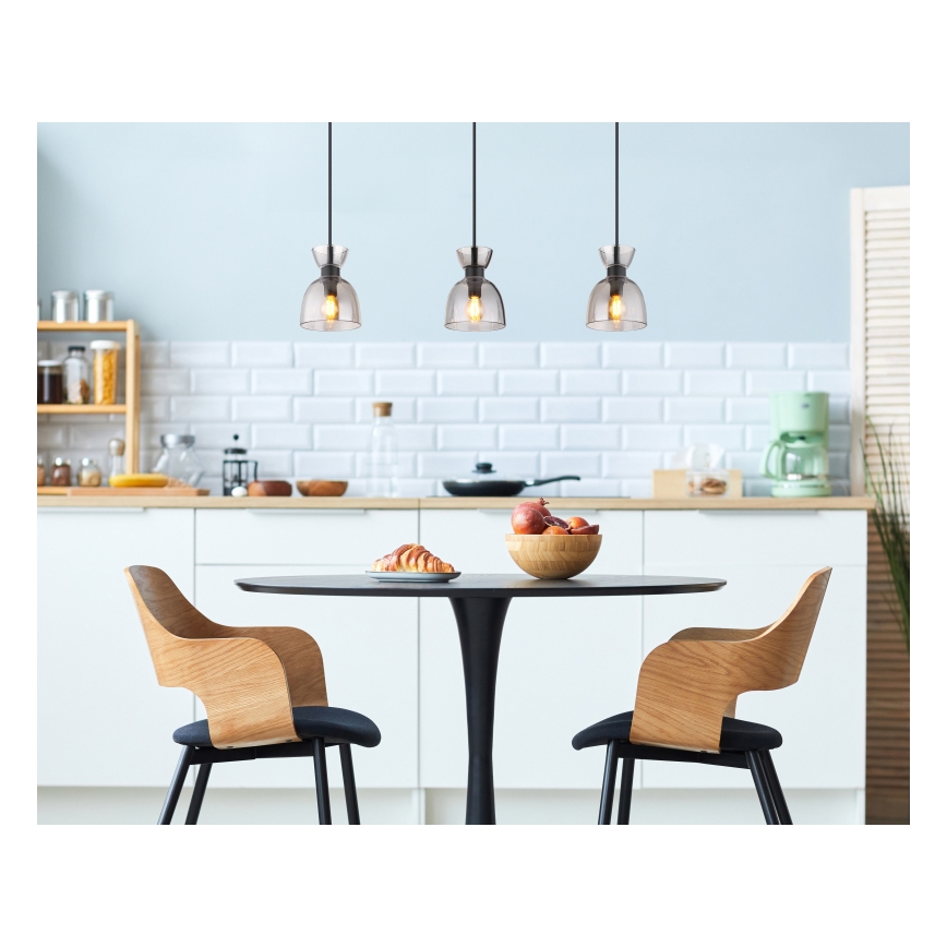 Globo - Подвесная люстра 3xE14/40W/230V черный/дымчатый