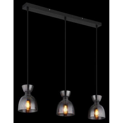 Globo - Подвесная люстра 3xE14/40W/230V черный/дымчатый