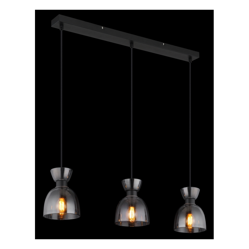 Globo - Подвесная люстра 3xE14/40W/230V черный/дымчатый