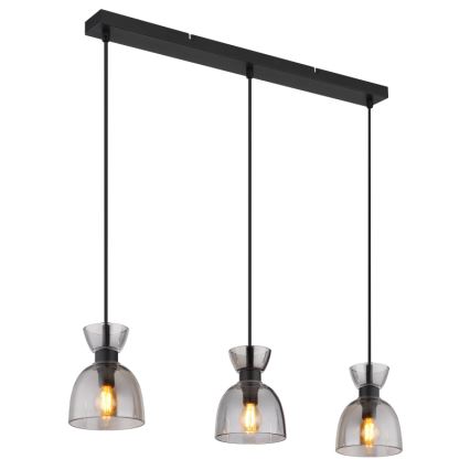 Globo - Подвесная люстра 3xE14/40W/230V черный/дымчатый