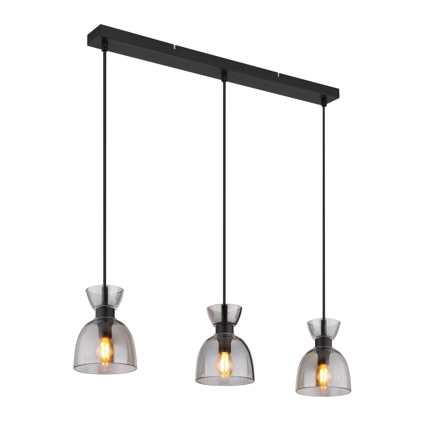 Globo - Подвесная люстра 3xE14/40W/230V черный/дымчатый