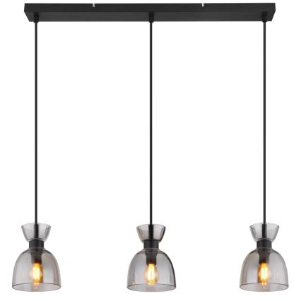 Globo - Подвесная люстра 3xE14/40W/230V черный/дымчатый