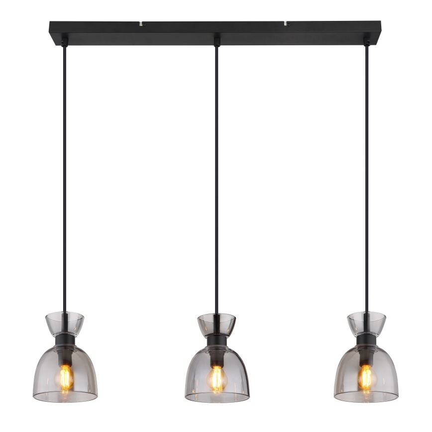 Globo - Подвесная люстра 3xE14/40W/230V черный/дымчатый