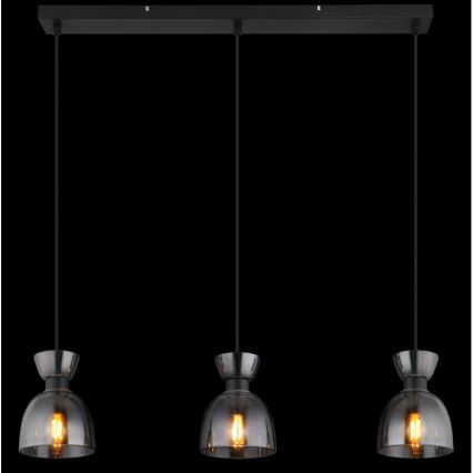 Globo - Подвесная люстра 3xE14/40W/230V черный/дымчатый