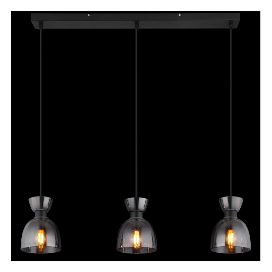 Globo - Подвесная люстра 3xE14/40W/230V черный/дымчатый