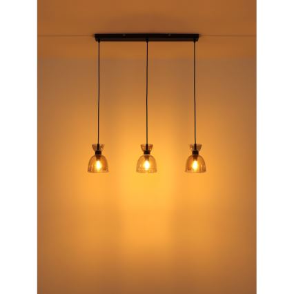 Globo - Подвесная люстра 3xE14/40W/230V черный/дымчатый