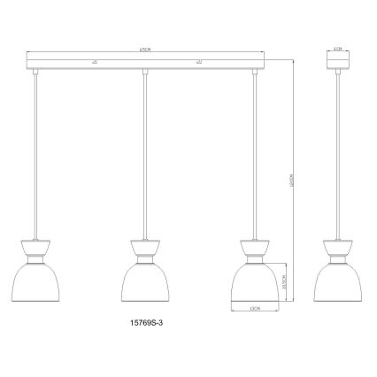 Globo - Подвесная люстра 3xE14/40W/230V черный/дымчатый