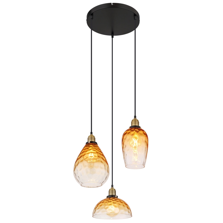 Globo - Подвесная люстра 3xE27/60W/230V диаметр 46 см оранжевый