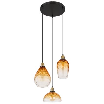 Globo - Подвесная люстра 3xE27/60W/230V диаметр 46 см оранжевый