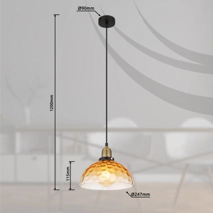 Globo - Подвесная люстра 1xE27/60W/230V диаметр 25 см оранжевый