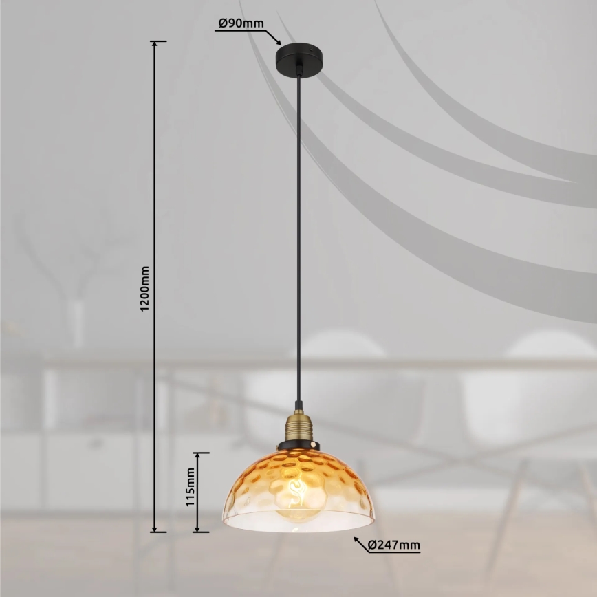 Globo - Подвесная люстра 1xE27/60W/230V диаметр 25 см оранжевый