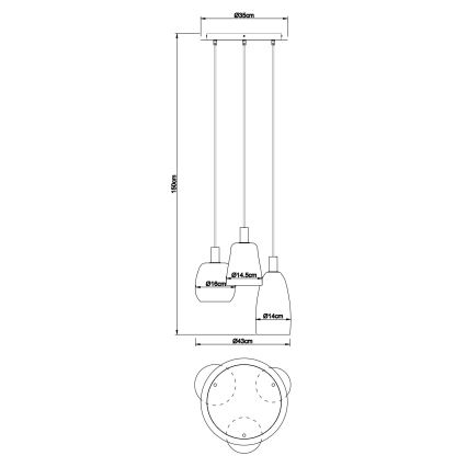 Globo - Підвісна люстра 3xE14/40W/230V діаметр 43 см латунь