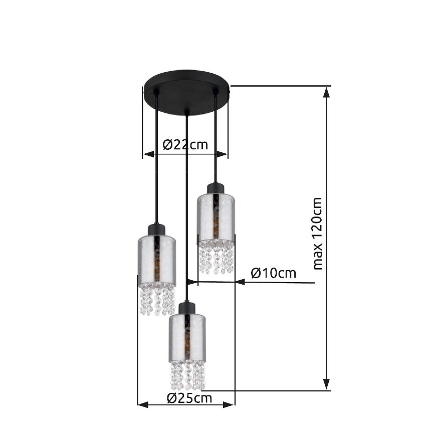 Globo - Подвесная люстра 3xE27/40W/230V диаметр 25 см черный
