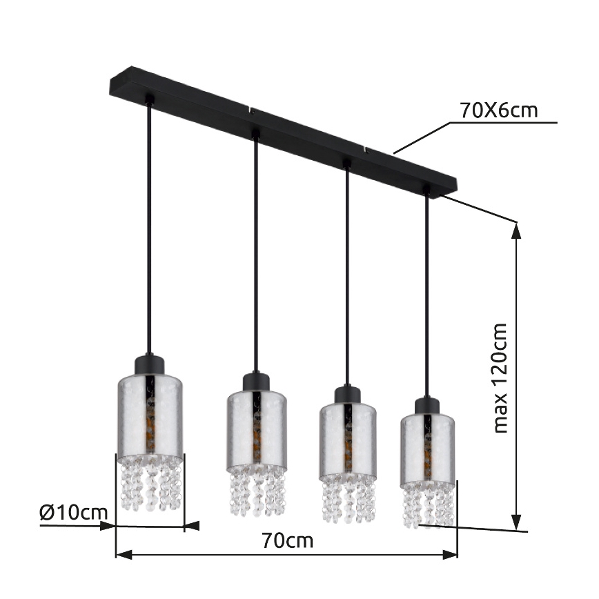 Globo - Подвесная люстра 4xE27/40W/230V черный