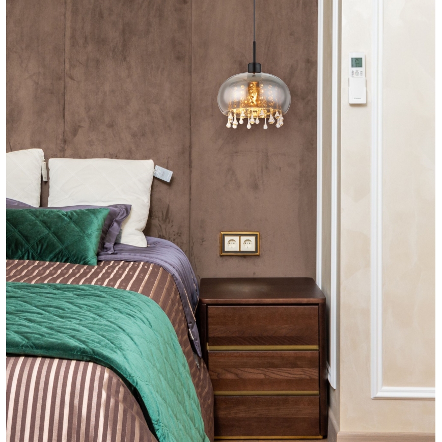 Globo - Підвісна люстра 1xE27/9W/230V діаметр 28 см чорний