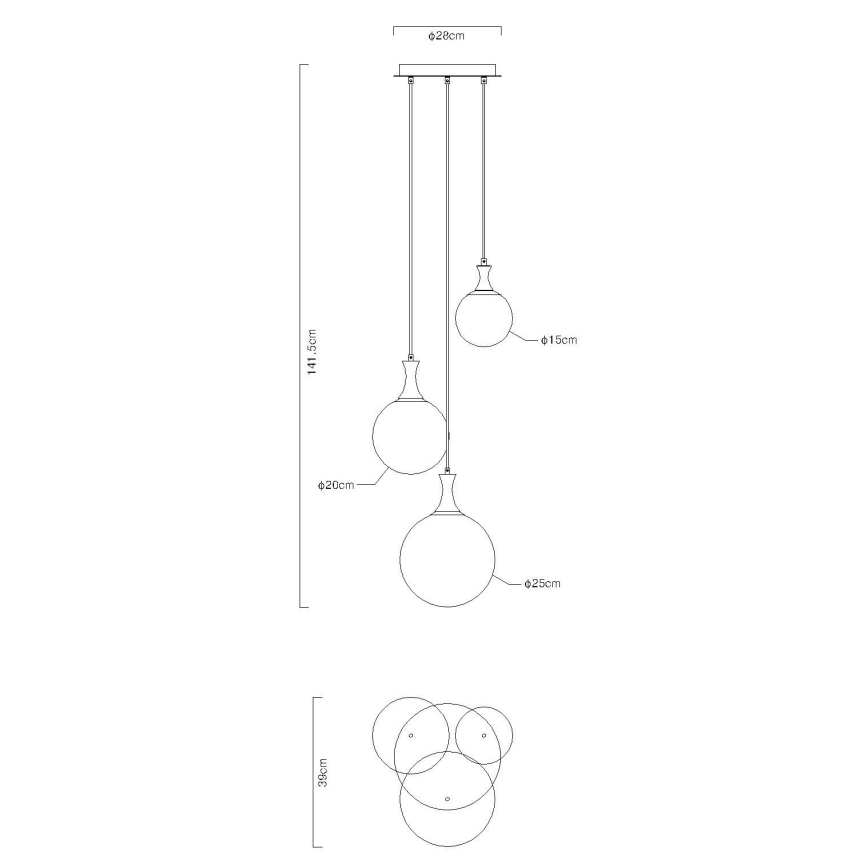 Globo - Подвесная люстра 3xE27/10W/230V диаметр 48 см черный