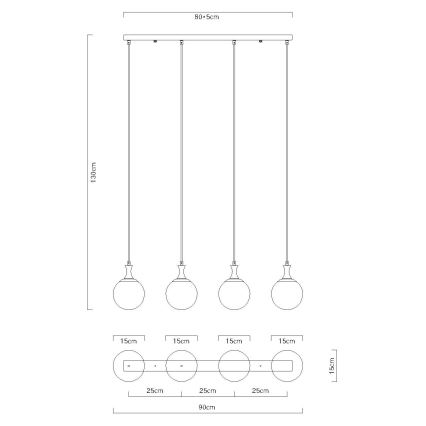 Globo - Подвесная люстра 4xE27/10W/230V черный
