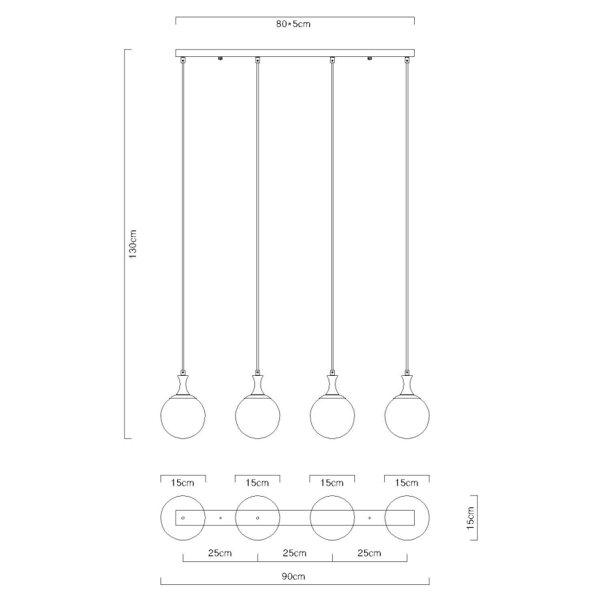 Globo - Подвесная люстра 4xE27/10W/230V черный