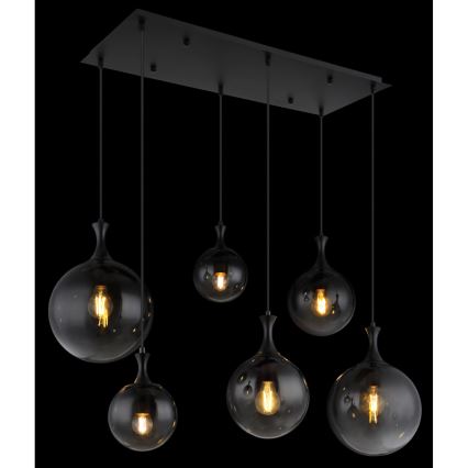 Globo - Підвісна люстра 6xE27/10W/230V чорний