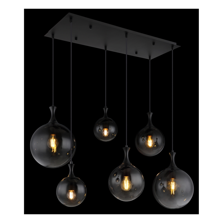 Globo - Підвісна люстра 6xE27/10W/230V чорний