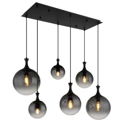 Globo - Підвісна люстра 6xE27/10W/230V чорний