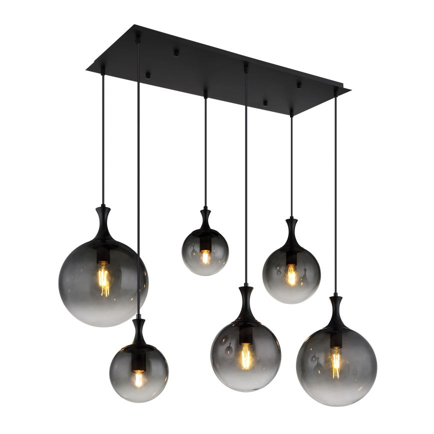 Globo - Підвісна люстра 6xE27/10W/230V чорний