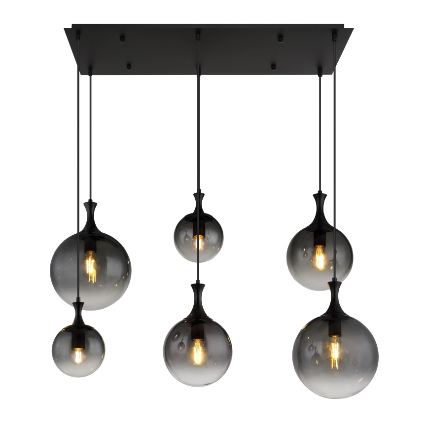 Globo - Підвісна люстра 6xE27/10W/230V чорний
