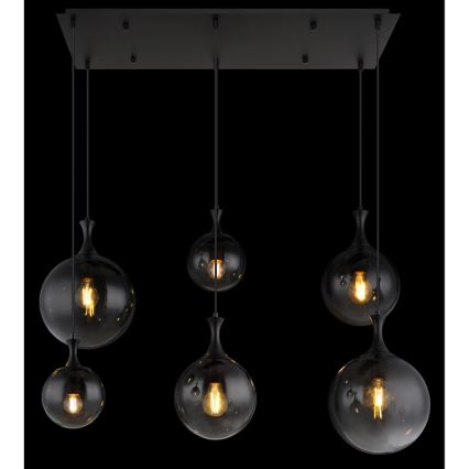Globo - Підвісна люстра 6xE27/10W/230V чорний