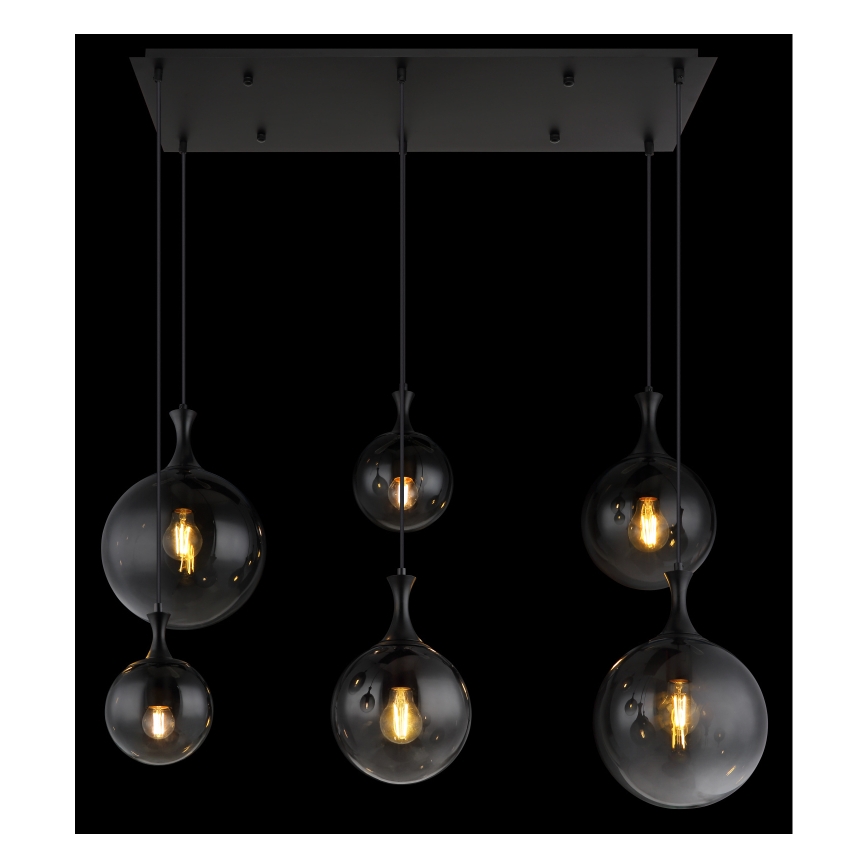 Globo - Підвісна люстра 6xE27/10W/230V чорний