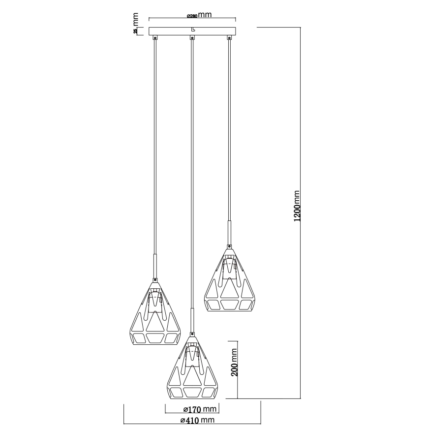 Globo - Підвісна люстра 3xE27/40W/230V