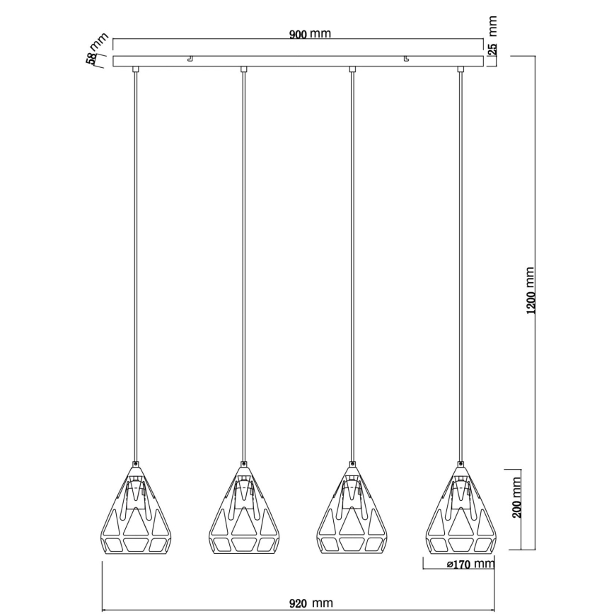 Globo - Підвісна люстра 4xE27/40W/230V