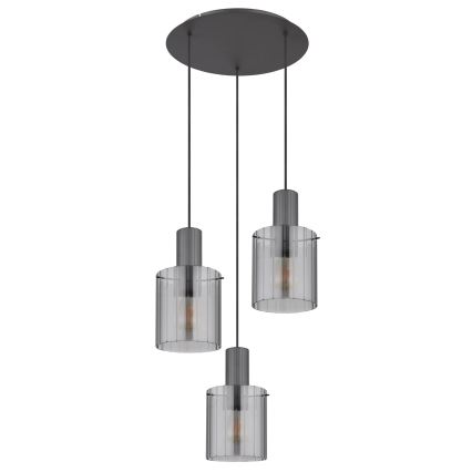 Globo - Підвісна люстра 3xE27/40W/230V діаметр 48 см сірий