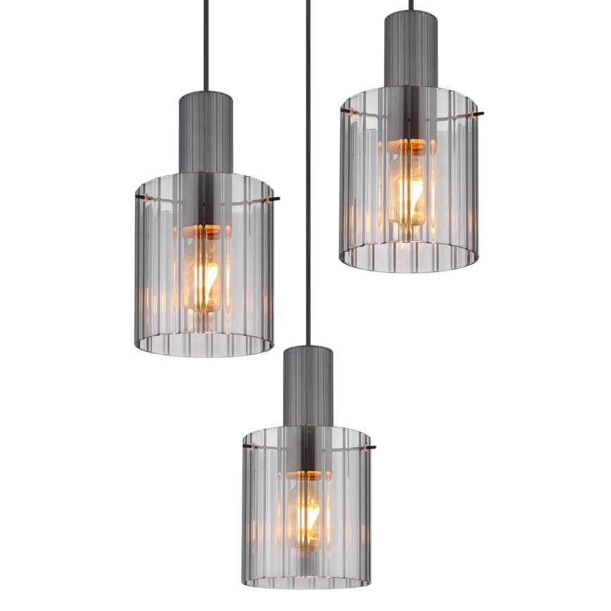 Globo - Підвісна люстра 3xE27/40W/230V діаметр 48 см сірий