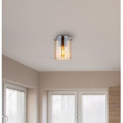 Globo - Стельовий світильник 1xE27/40W/230V діаметр 18 см коричневий