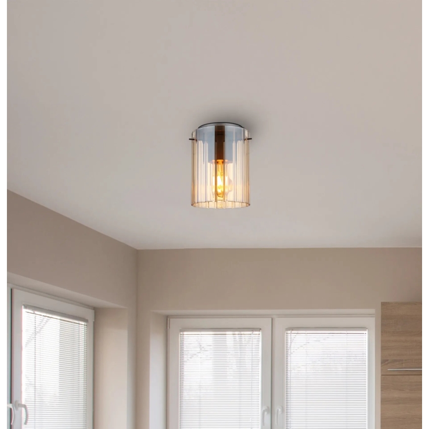 Globo - Стельовий світильник 1xE27/40W/230V діаметр 18 см коричневий