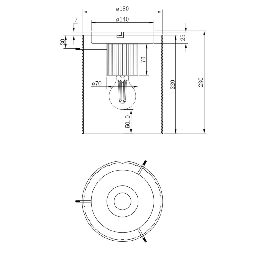 Globo - Стельовий світильник 1xE27/40W/230V діаметр 18 см коричневий