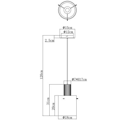 Globo - Підвісна люстра 1xE27/40W/230V діаметр 18 см коричневий