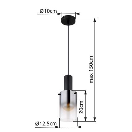 Globo - Підвісна люстра 1xE27/40W/230V діаметр 12,5 см чорний