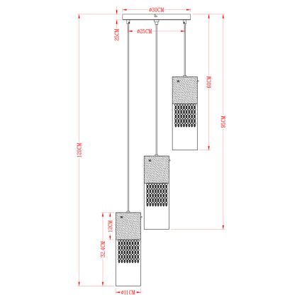 Globo - Подвесная люстра 3xE27/60W/230V диаметр 30 см золотистый