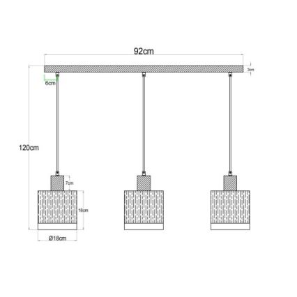 Globo - Люстра на тросі 3xE27/60W/230V