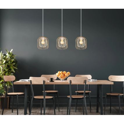 Globo - Подвесная люстра на тросе 3xE27/40W/230V бежевый/белый