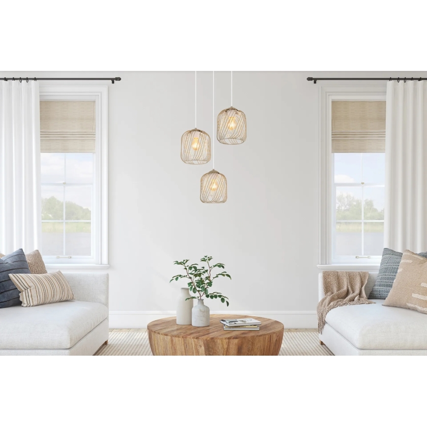 Globo - Люстра на тросі 3xE27/40W/230V бежева/біла